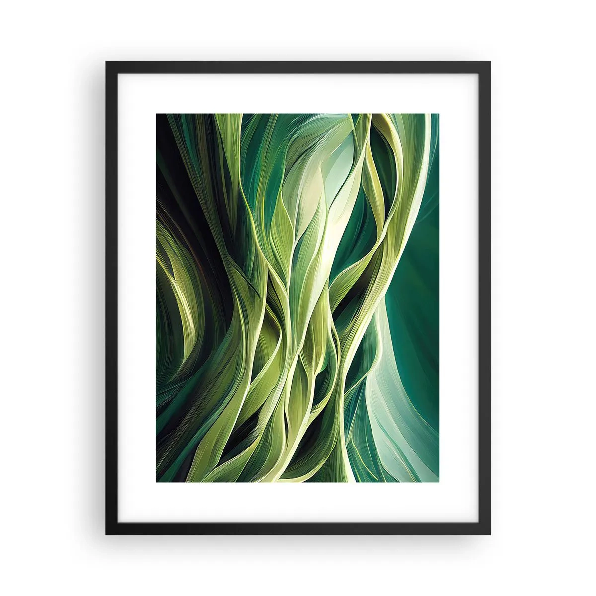 Póster en marco negro - Un juego abstracto de color verde - 40x50 cm