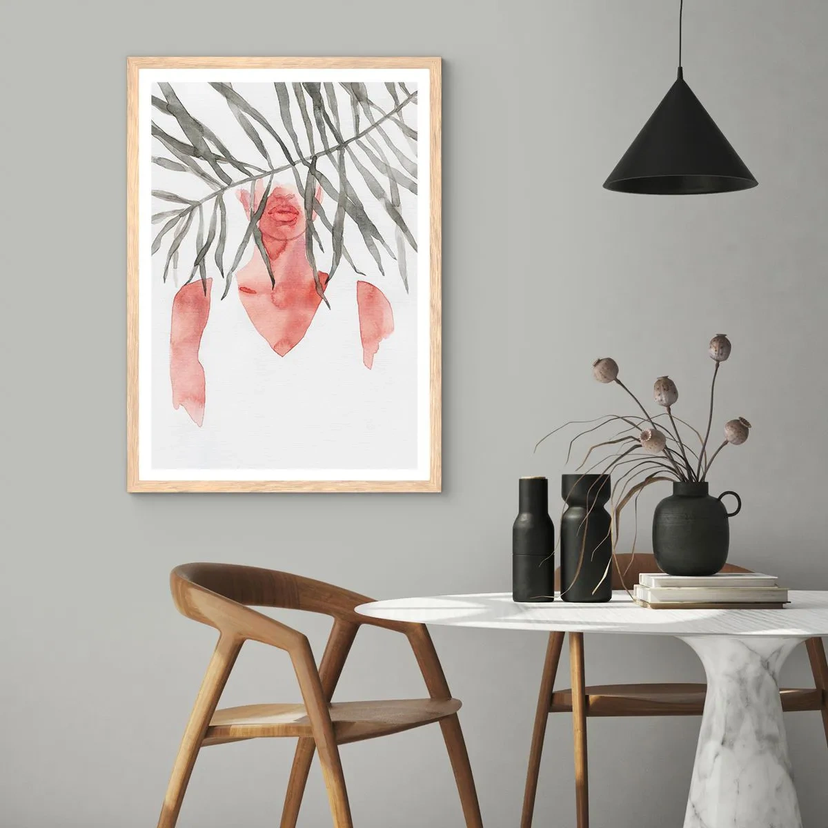 Póster en marco roble claro - Dama del trópico - 40x50 cm