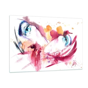 Cuadro sobre vidrio - Impresiones sobre Vidrio - Aspecto abstracto con detalles y figuras coloridas. - 120x80cm - En la cercanía el mundo florece - Decoración de pared moderna para salón y dormitorio ARTTOR