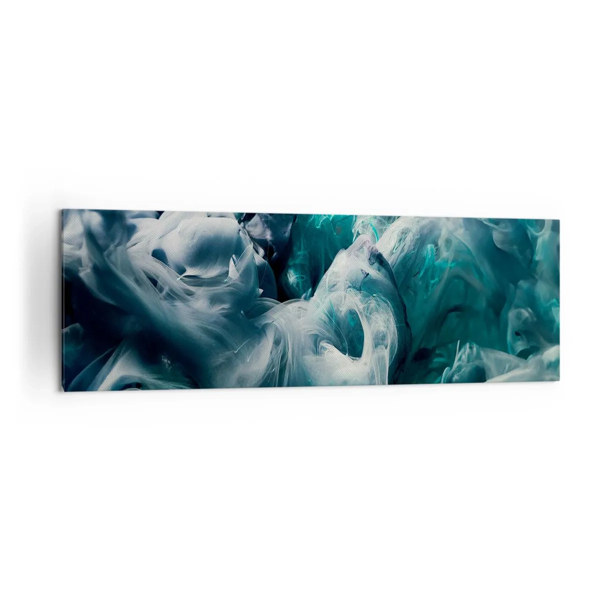 Cuadro sobre lienzo - Impresión de Imagen - Ondas abstractas dinámicas en tonos azules y blancos. - 160x50cm - Un movimiento de color - Decoración de pared moderna para salón y dormitorio ARTTOR