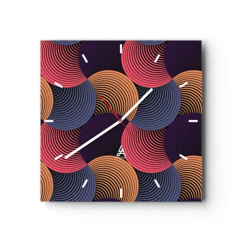 Reloj de pared - Reloj de vidrio - En un ritmo circular - 40x40 cm