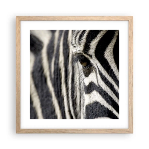Póster en marco roble claro - Retrato a rayas - 40x40 cm