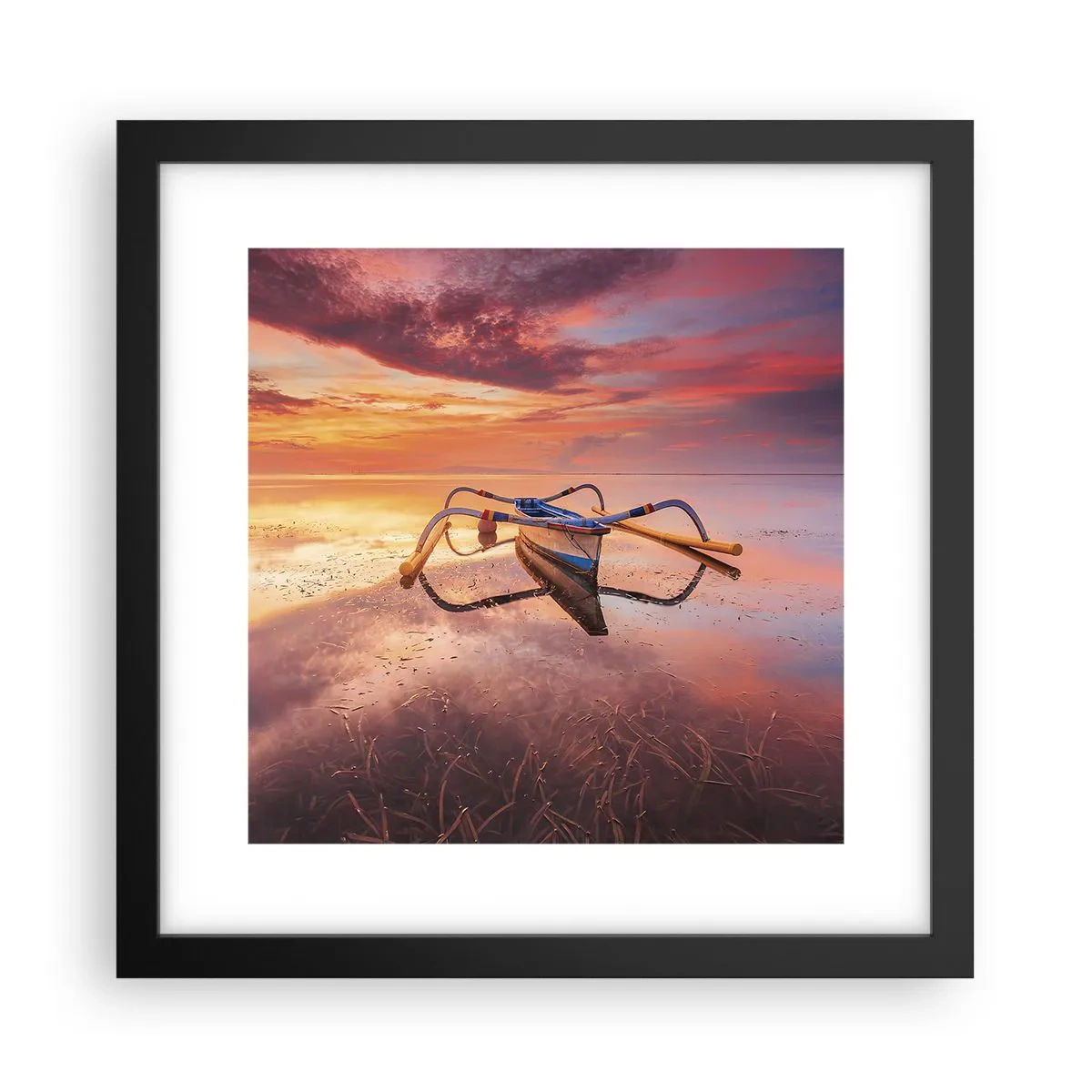 Póster en marco negro - Calma de una tarde tropical - 30x30 cm