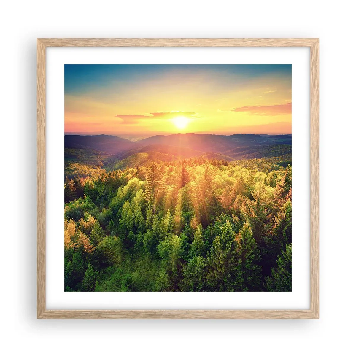 Póster en marco roble claro - Desde lo alto - 50x50 cm