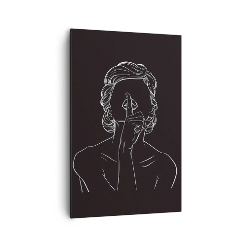 Cuadro sobre lienzo - Impresión de Imagen - Silueta minimalista de una mujer sobre un fondo negro. - 80x120cm - La belleza florece en silencio - Decoración de pared moderna para salón y dormitorio ARTTOR