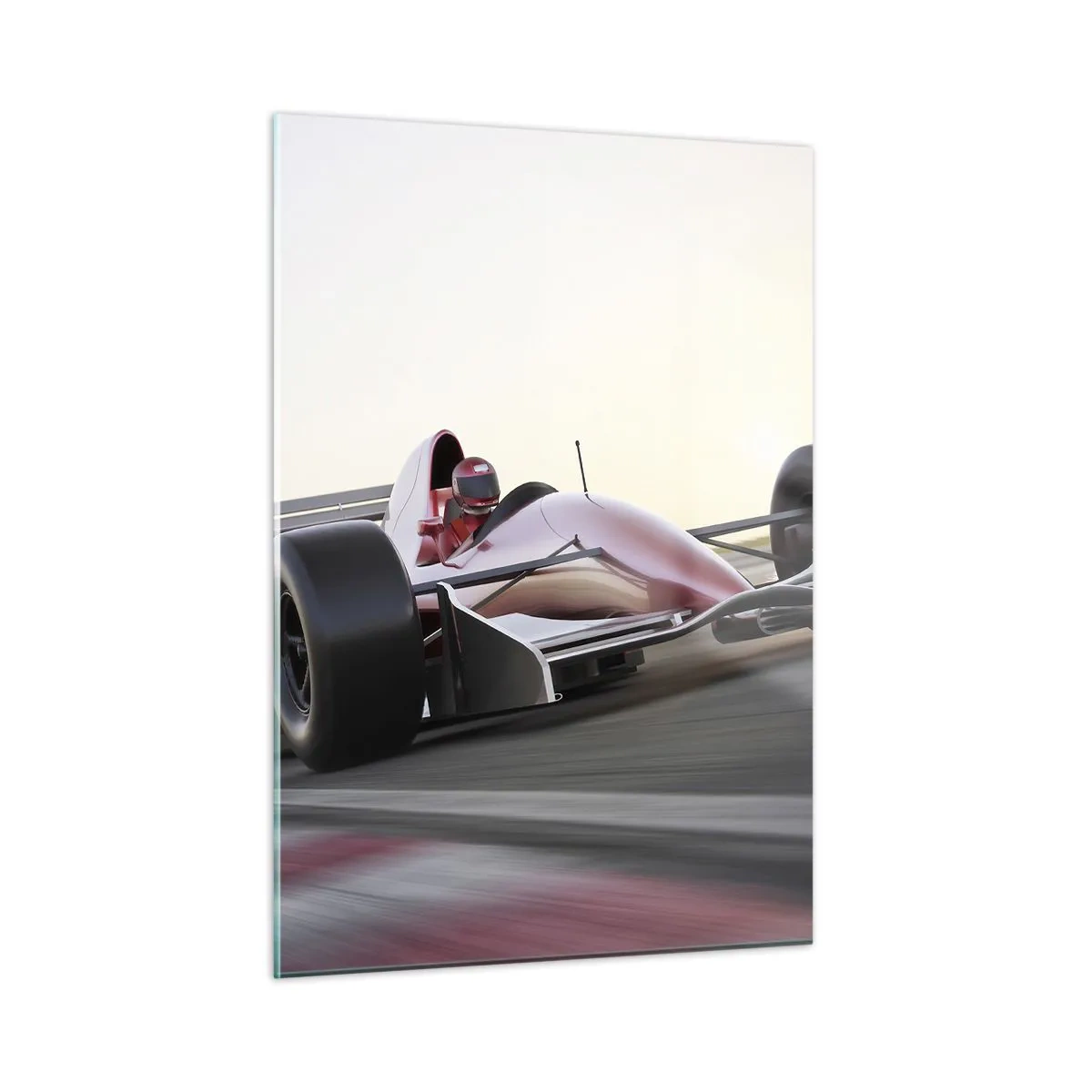 Cuadro sobre vidrio - Impresiones sobre Vidrio - Fórmula 1 en la pista de carreras - 50x70cm - Siempre el ganador - Decoración de pared moderna para salón y dormitorio ARTTOR