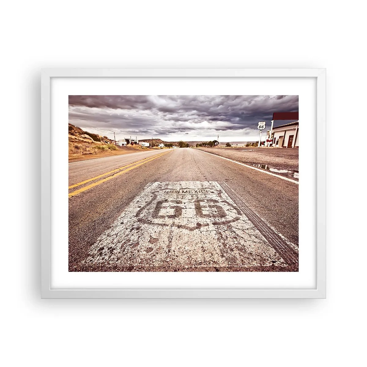 Póster en marco blanco - Mother Road: una leyenda americana - 50x40 cm