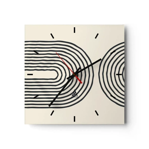Reloj de pared - Reloj de vidrio - Patrón geométrico abstracto con líneas simétricas sobre un fondo claro. - 30x30cm - Próximamente... - Decoración de pared moderna para salón y dormitorio ARTTOR