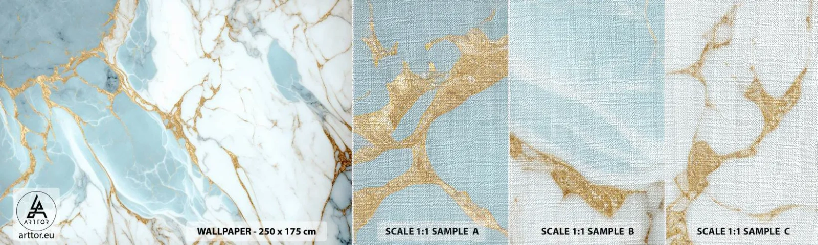 Muestra de fotomural Premium Canvas - Riqueza en la piedra - Arte deco, Glamour, Mármol - 100x30 cm