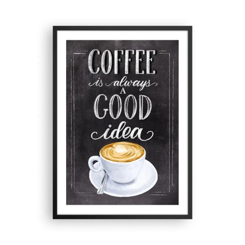 Póster en marco negro - Póster de café con letras estilo pizarra. - 50x70cm - Por supuesto - Decoración de pared moderna para salón y dormitorio ARTTOR