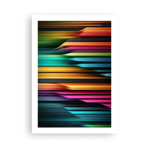 Póster - Rayas de colores en un estilo futurista. - 50x70cm - Órgano luminoso - Decoración de pared moderna para salón y dormitorio ARTTOR