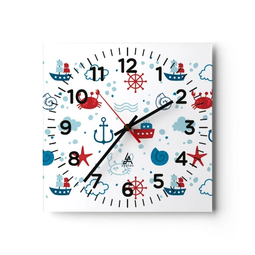 Reloj de pared - Reloj de vidrio - Un cuento de mar - 30x30 cm