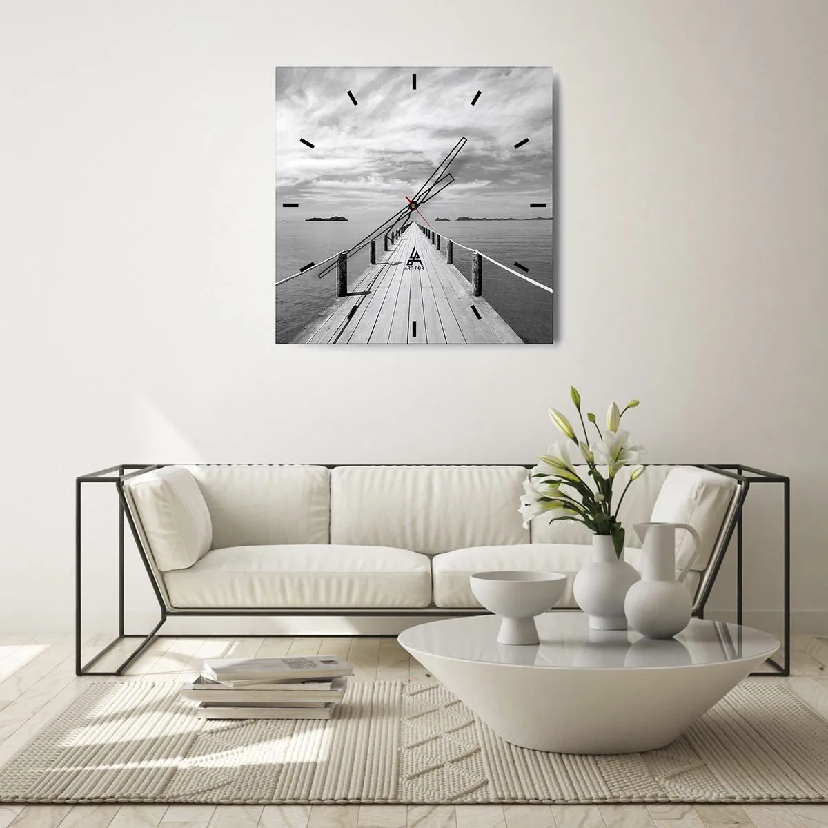 Reloj de pared - Reloj de vidrio - Hora de viajar - 30x30 cm