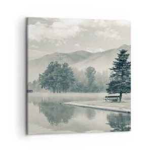 Cuadro sobre lienzo - Impresión de Imagen - El lago sigue durmiendo - 60x60 cm