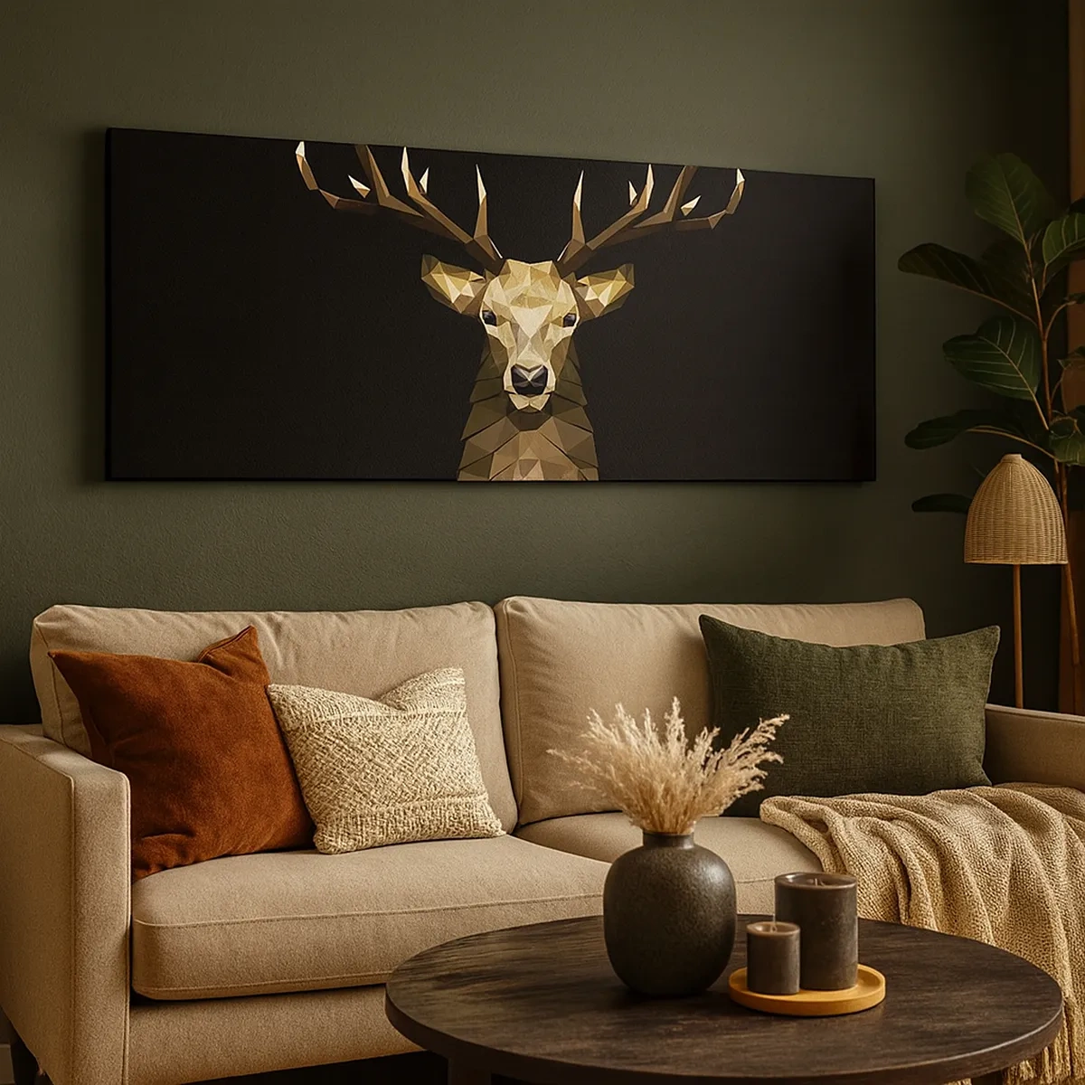 Cuadro sobre lienzo - Impresión de Imagen - Ciervo cubista - 30x30 cm