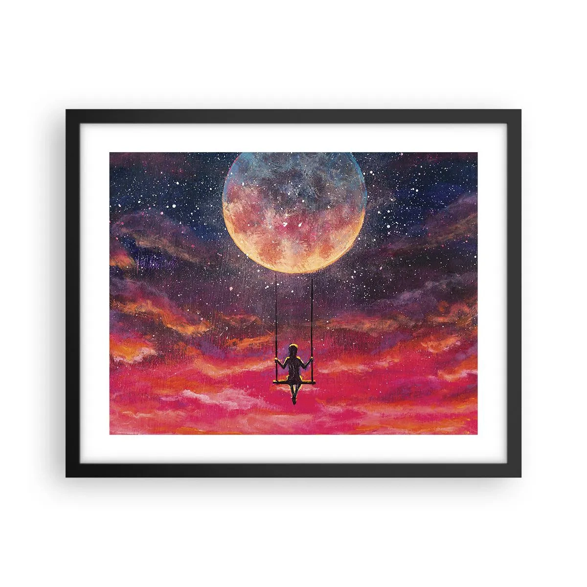 Póster en marco negro - Disfrutar de las nubes - 50x40 cm