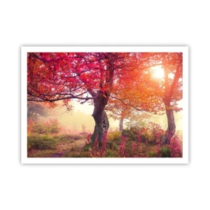 Póster - Paisaje otoñal con árboles de colores intensos. - 100x70cm - Un frenesí de floración - Decoración de pared moderna para salón y dormitorio ARTTOR