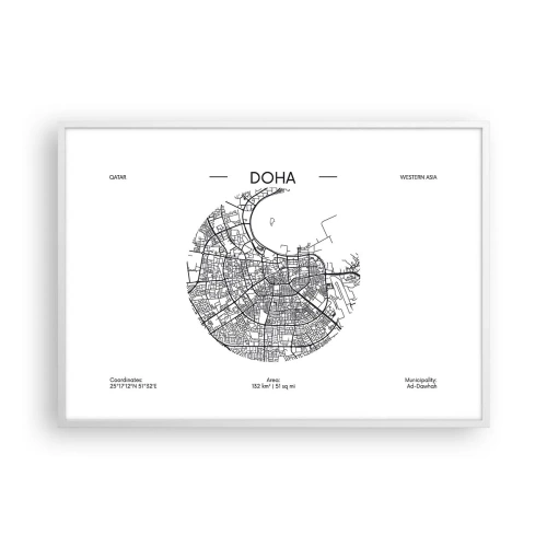 Póster en marco blanco - Anatomía de Doha - 100x70 cm