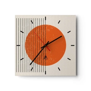 Reloj de pared - Reloj de vidrio - Sol minimalista con líneas geométricas. - 30x30cm - Siempre el sol - Decoración de pared moderna para salón y dormitorio ARTTOR