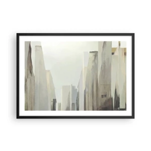 Póster en marco negro - Paisaje urbano abstracto en tonos pastel - 70x50cm - Un sueño de ciudad - Decoración de pared moderna para salón y dormitorio ARTTOR