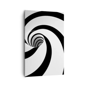Cuadro sobre lienzo - Impresión de Imagen - Espiral abstracta en blanco y negro con efecto de remolino - 80x120cm - ¿Ceder al torbellino? - Decoración de pared moderna para salón y dormitorio ARTTOR