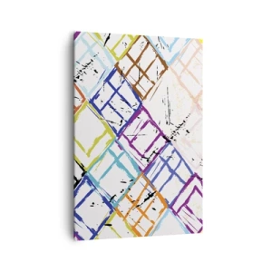 Cuadro sobre lienzo - Impresión de Imagen - Abstracción colorida con formas geométricas sobre un fondo blanco. - 70x100cm - Habitáculos en alquiler - Decoración de pared moderna para salón y dormitorio ARTTOR