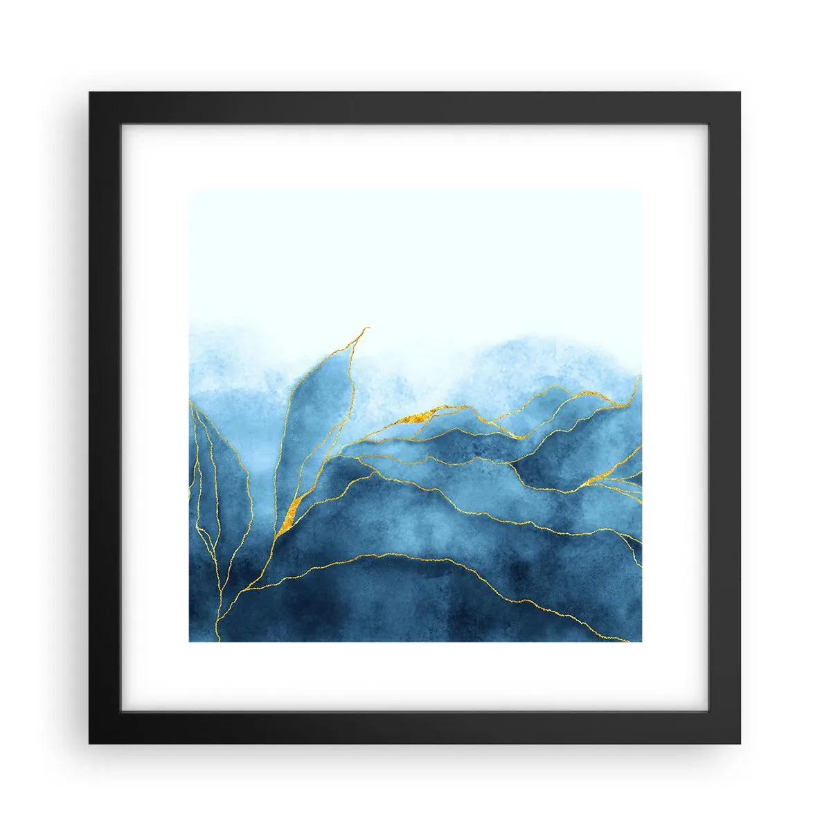 Póster en marco negro - Oro y azul - 30x30 cm