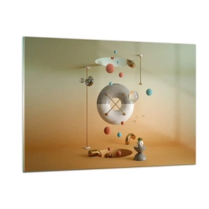 Cuadro sobre vidrio - Impresiones sobre Vidrio - Figuras geométricas en colores pastel en un espacio abstracto. - 120x80cm - Todo puede suceder - Decoración de pared moderna para salón y dormitorio ARTTOR