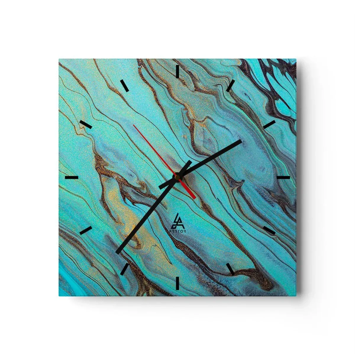 Reloj de pared - Reloj de vidrio - Marea turquesa - 40x40 cm