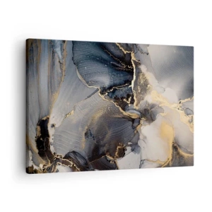 Cuadro sobre lienzo - Impresión de Imagen - Oro abstracto y gris sobre lienzo - 70x50cm - La vida de una piedra - Decoración de pared moderna para salón y dormitorio ARTTOR
