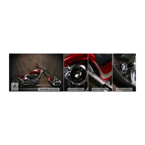 Muestra de fotomural autoadhesivo Deluxe Sticker - Belleza rojo-plateada - Moto, Helicóptero, Automotor - 100x30 cm