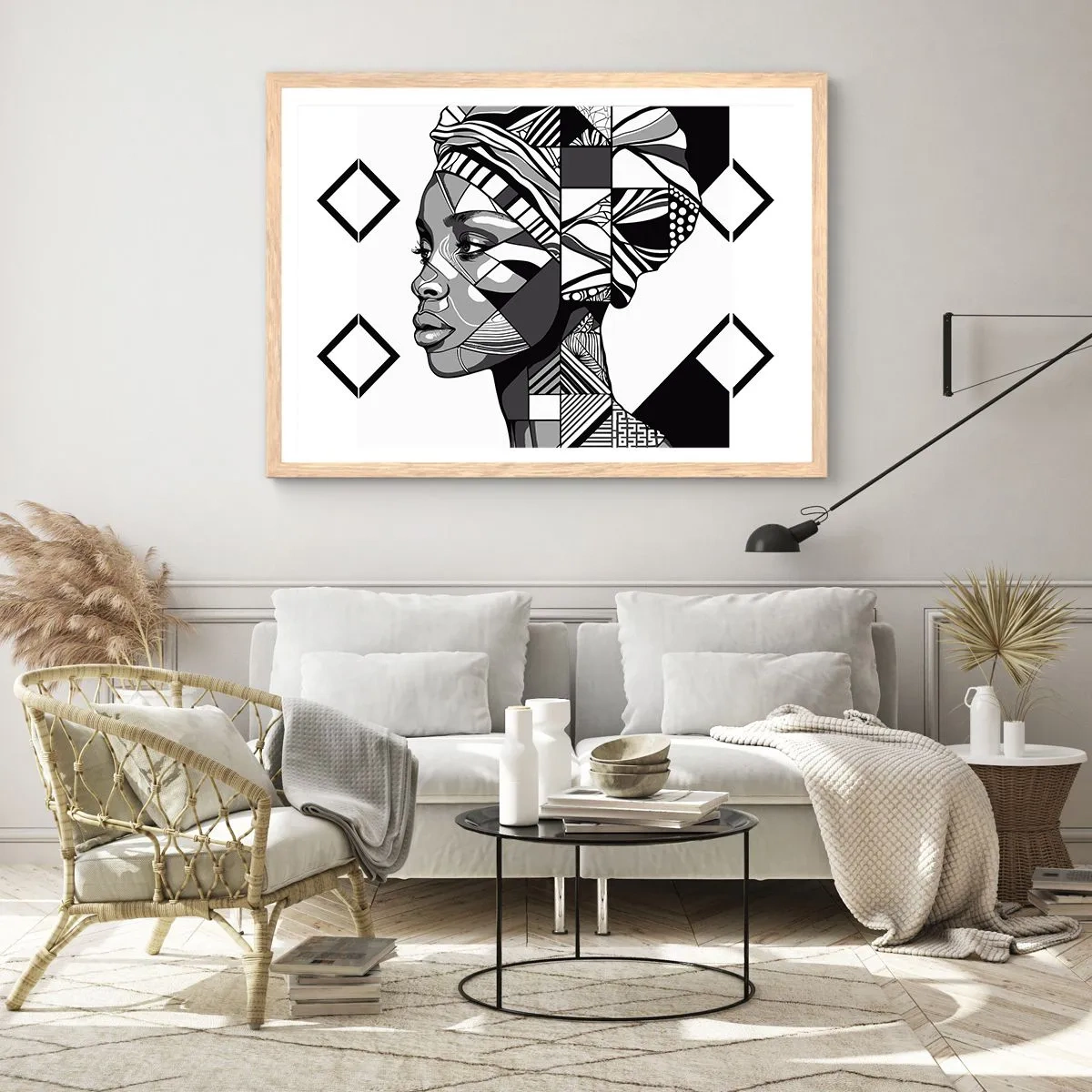 Póster en marco roble claro - Retrato étnico - 91x61 cm