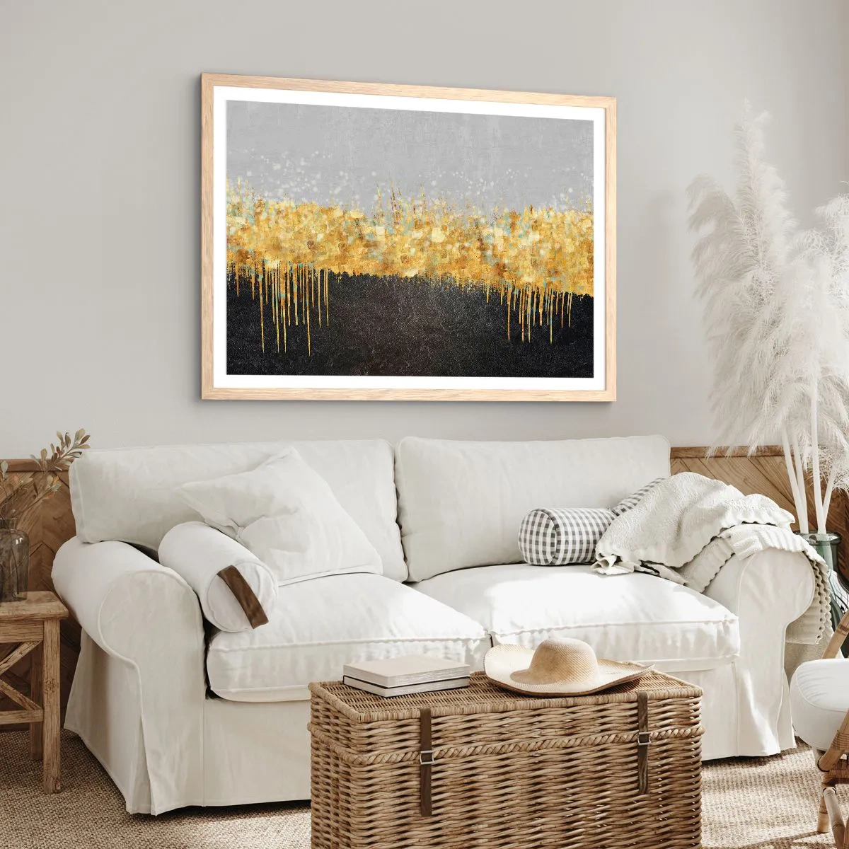 Póster en marco roble claro - Hacia arriba y hacia abajo - 70x50 cm