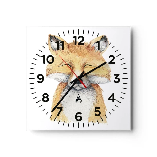 Reloj de pared - Reloj de vidrio - Humor de zorro - 40x40 cm