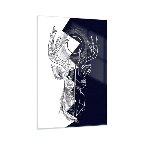 Cuadro sobre vidrio - Impresiones sobre Vidrio - Geometría y naturaleza en una composición simbólica - 70x100cm - Lucha y unidad de los opuestos - Decoración de pared moderna para salón y dormitorio ARTTOR