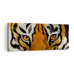 Cuadro sobre lienzo - Impresión de Imagen - Retrato en primer plano de un tigre con una mirada intensa. - 120x50cm - Amenazante y hermoso - Decoración de pared moderna para salón y dormitorio ARTTOR