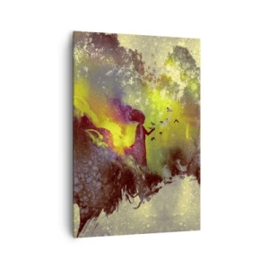 Cuadro sobre lienzo - Impresión de Imagen - Silueta artística de una mujer con la naturaleza al fondo. - 70x100cm - La madre naturaleza - Decoración de pared moderna para salón y dormitorio ARTTOR