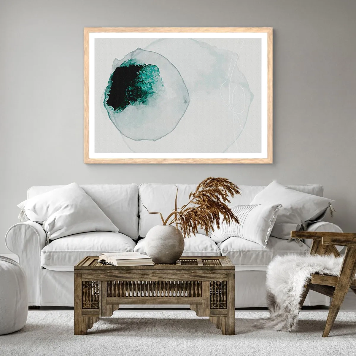Póster en marco roble claro - En una gota de agua - 70x50 cm