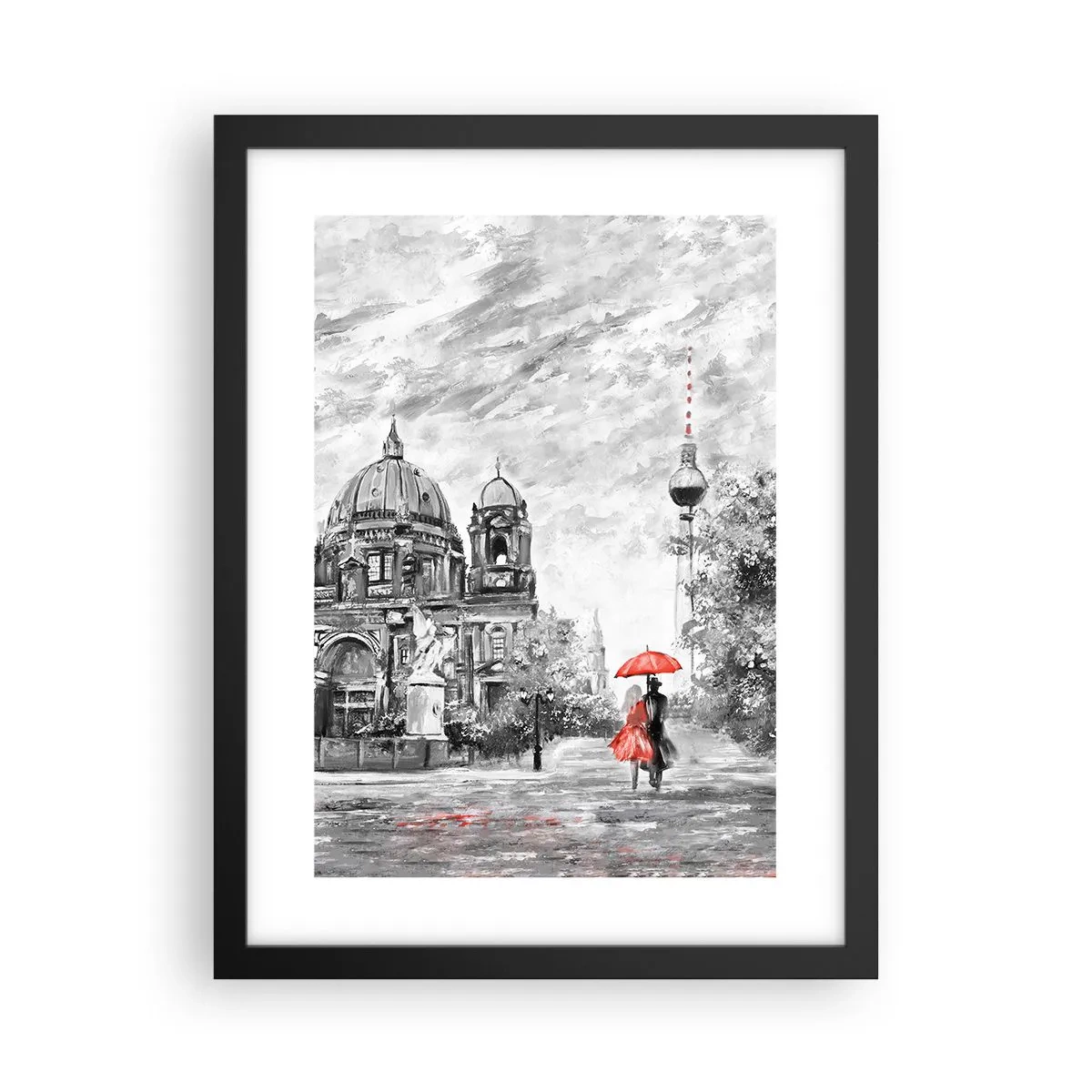 Póster en marco negro - Reunión en Berlín - 30x40 cm