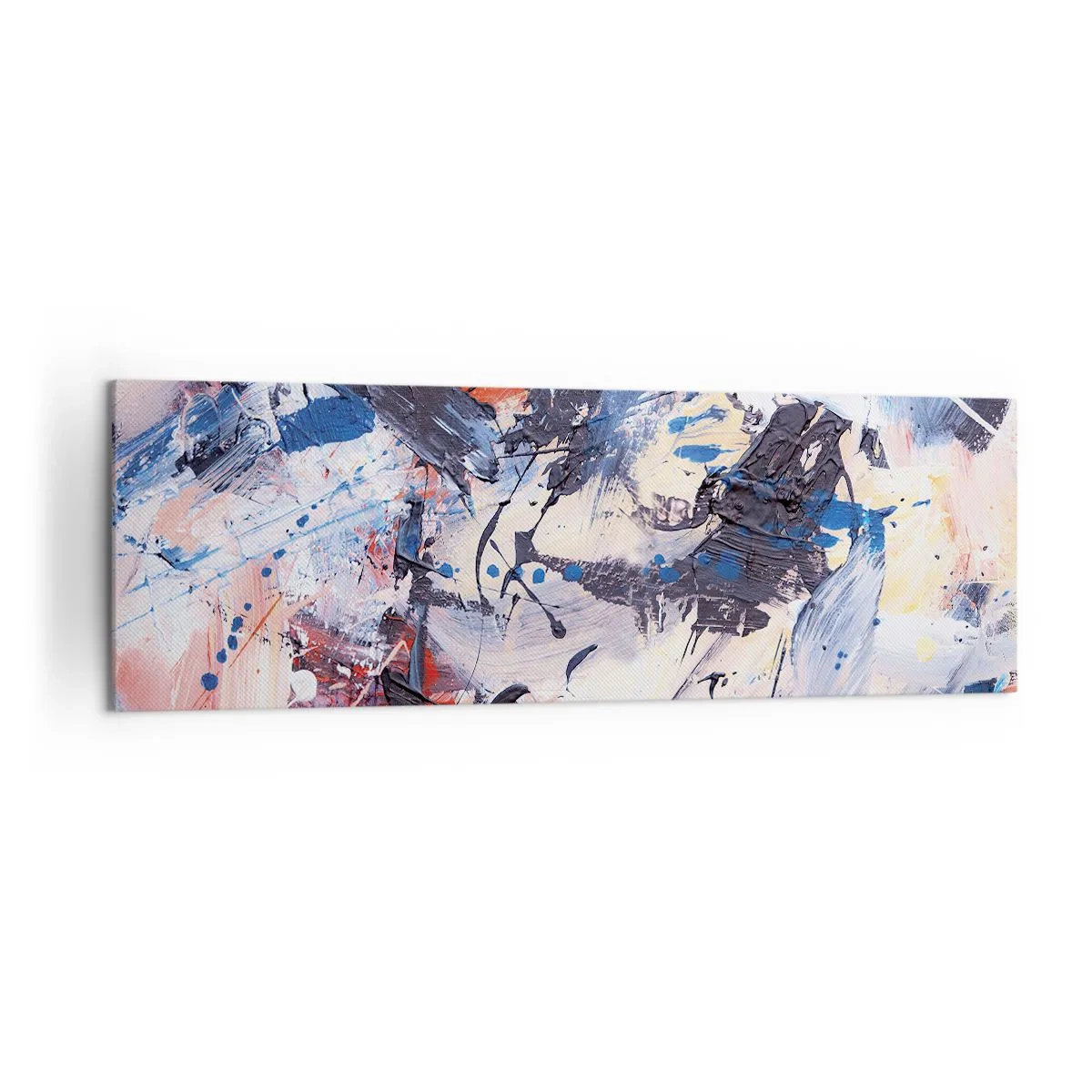 Cuadro sobre lienzo - Impresión de Imagen - Abstracción con pinceladas dinámicas en azul y rojo. - 160x50cm - Danza loca de la abstracción - Decoración de pared moderna para salón y dormitorio ARTTOR