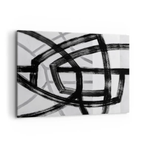 Cuadro sobre lienzo - Impresión de Imagen - Líneas abstractas en blanco y negro que se cruzan sobre un fondo claro - 120x80cm - Construir profundidad - Decoración de pared moderna para salón y dormitorio ARTTOR