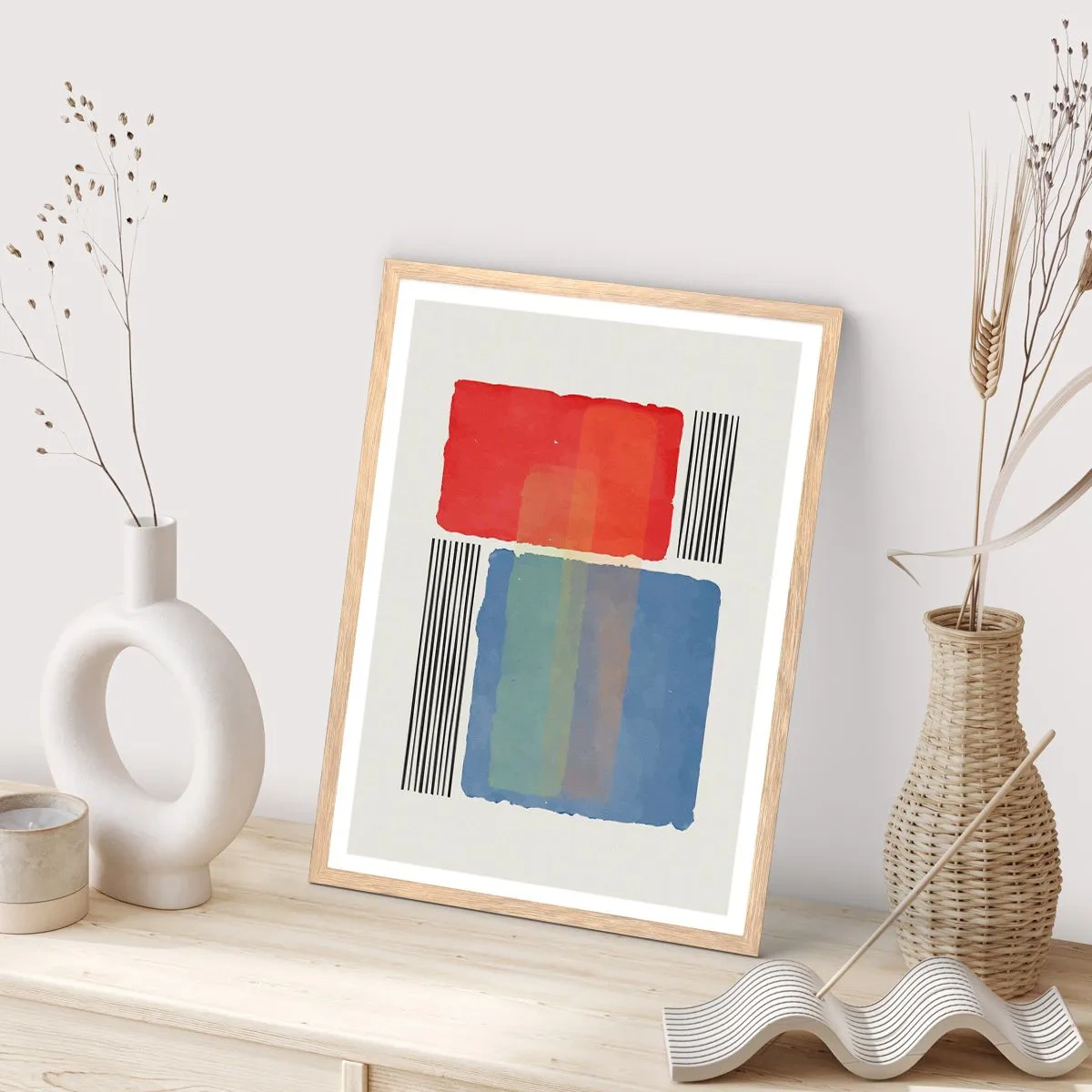 Póster en marco roble claro - Espíritu y alma de la geometría - 70x100 cm