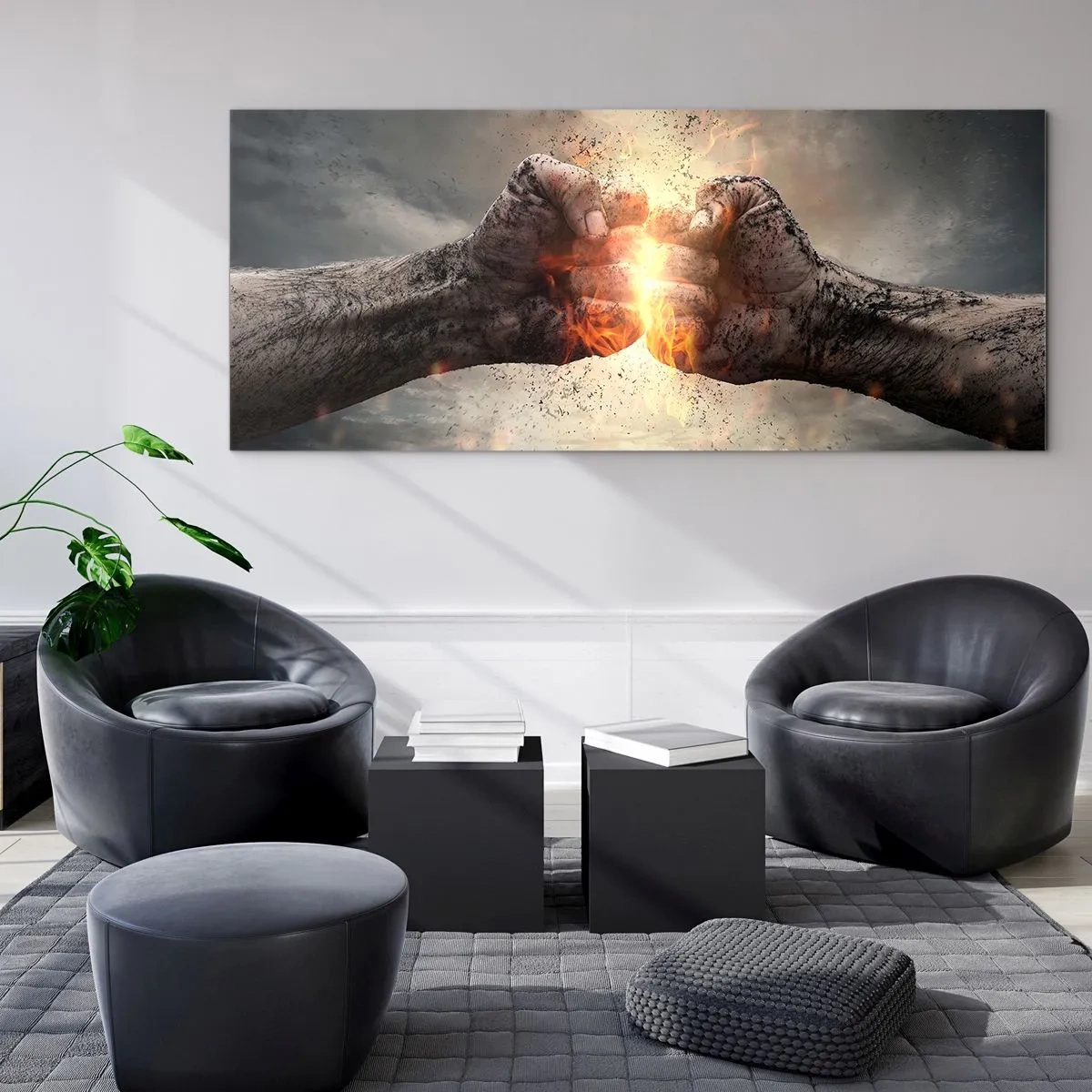 Cuadro sobre vidrio - Impresiones sobre Vidrio - La lucha comienza - 100x40 cm