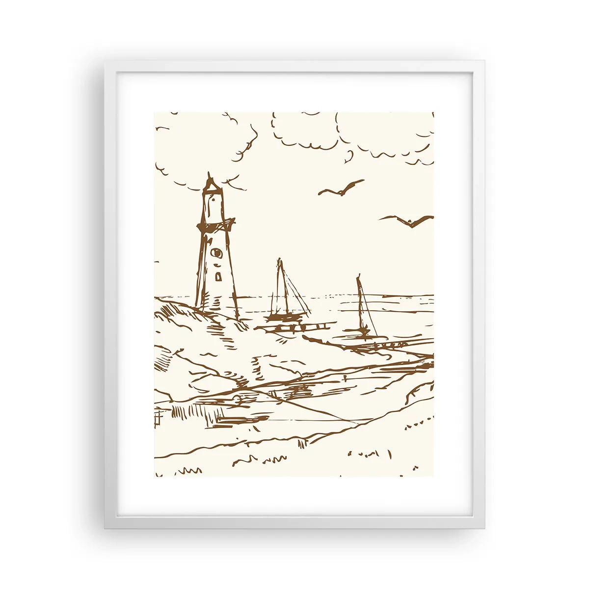 Póster en marco blanco - Un esbozo de un recuerdo de verano - 40x50 cm