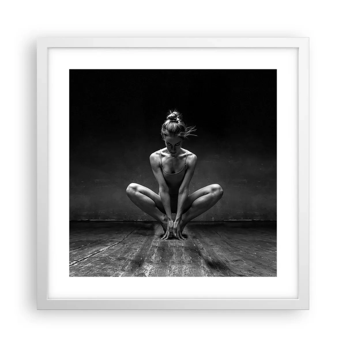 Póster en marco blanco - Concentración de energía del baile - 40x40 cm