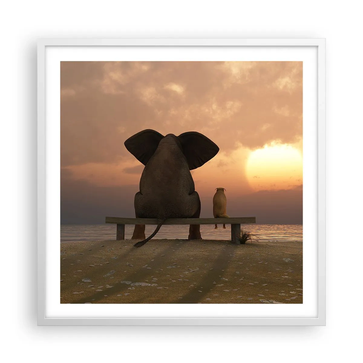 Póster en marco blanco - Es bueno estar en silencio juntos - 60x60 cm