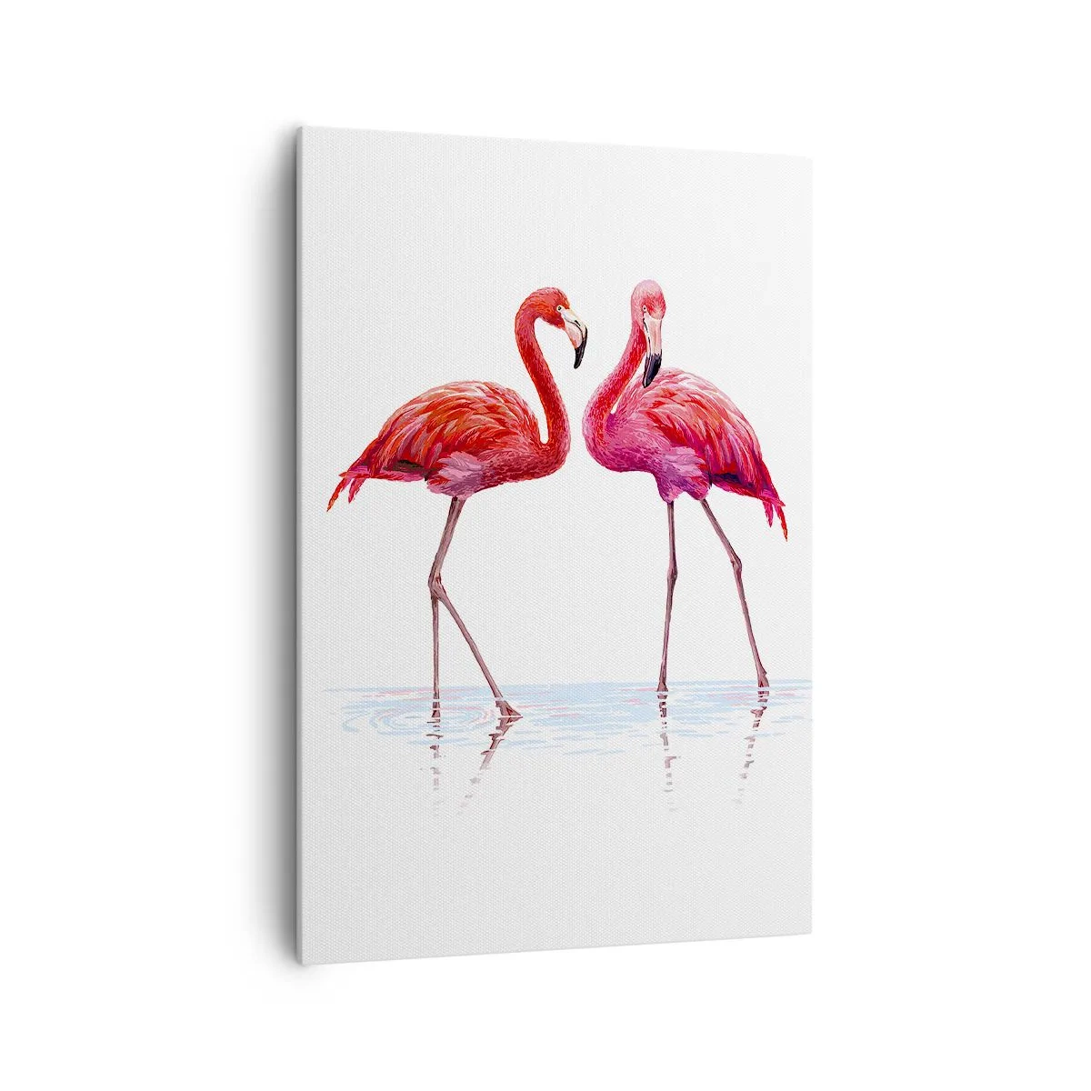 Cuadro sobre lienzo - Impresión de Imagen - Una pareja de flamencos en el agua contra un fondo claro. - 70x100cm - Cita rosada - Decoración de pared moderna para salón y dormitorio ARTTOR