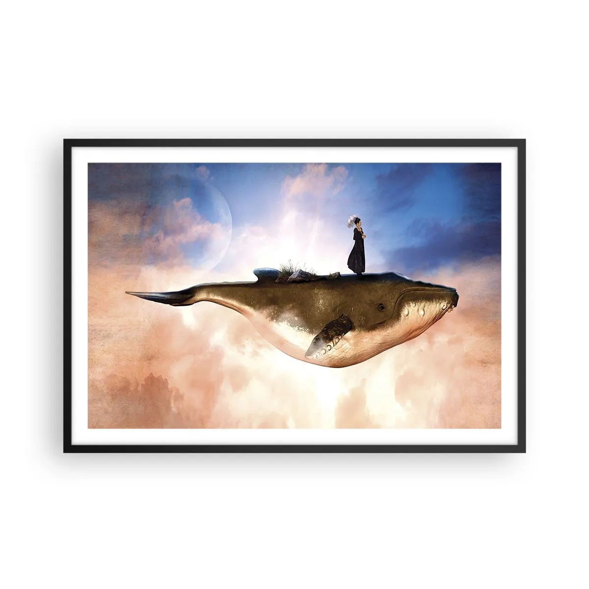 Póster en marco negro - Un viaje surrealista - 91x61 cm
