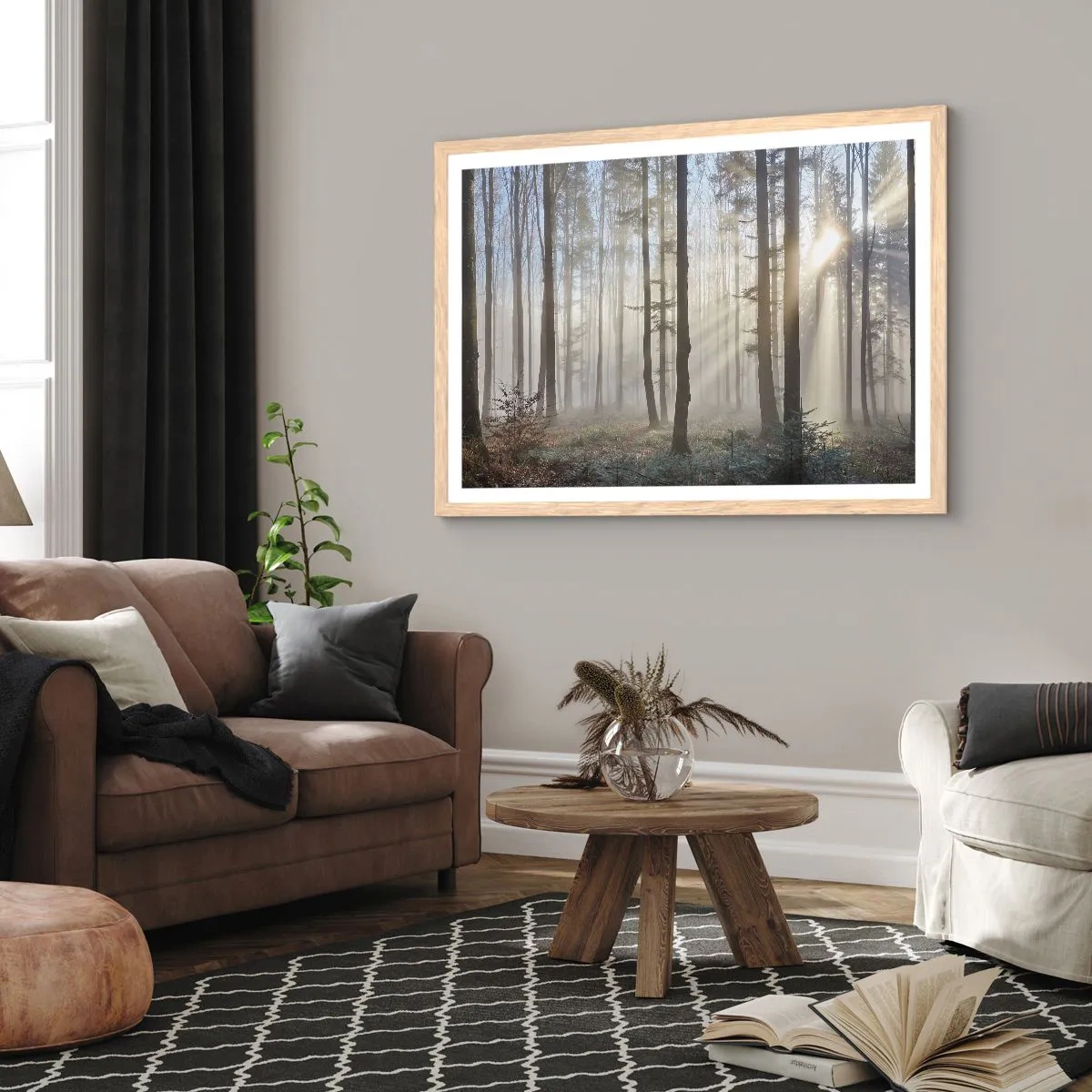 Póster en marco roble claro - La niebla también está despierta - 40x30 cm