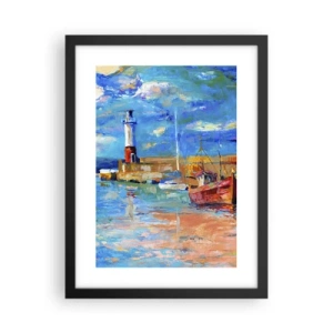 Póster en marco negro - Tarde en la bahía del arco iris - 30x40 cm